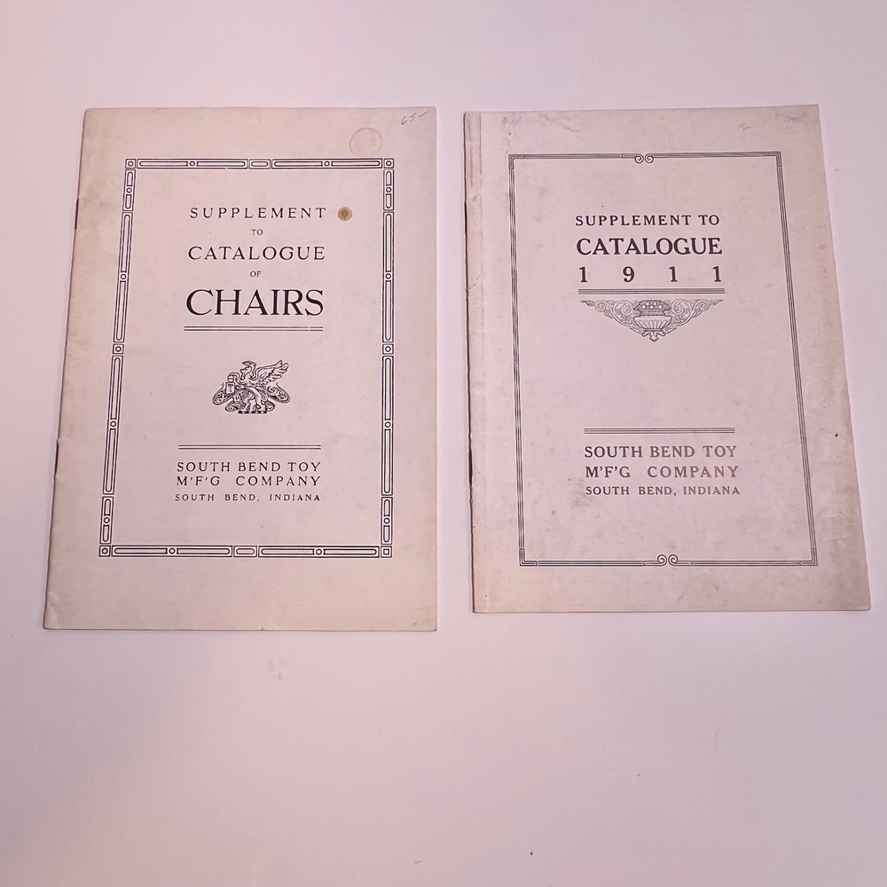 South Bend Toy Mfg Co 1911 Supplement Catalog Chairs Toys Cream Vintage‎ 2pc Set